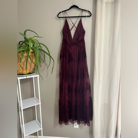 Burgundy patterned tulle dress - Picture 4 of 10